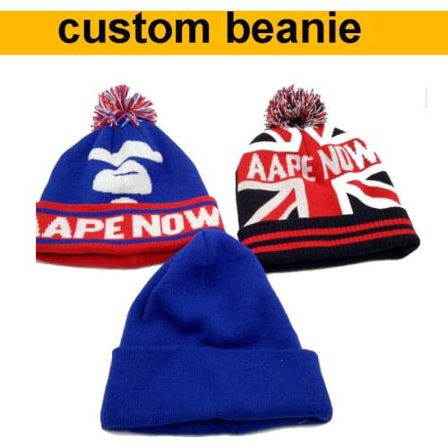 Factory wholesale 50pcs!custom beanies hat Jacquard knitted cap for kids and adult make your design