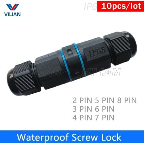 Straight connector 2-8 Pins 20A IP68 Waterproof Connector Screw Locking Joiner Electrical Wire Adapter Cable Industrial plug 10
