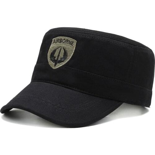 Adjustable Flat Top Cap Cotton Army Cap Cadet Hat Military Style Cap for Men Women Outdoor Sports Sun Cap Casual Cap