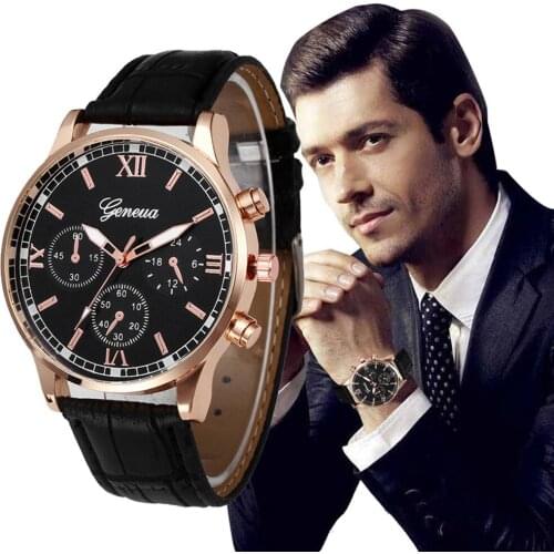 Mens Luxury Watch Retro Design Leather Strap Analog Alloy Quartz Watch Quartz Watch Mens Relogio Masculino