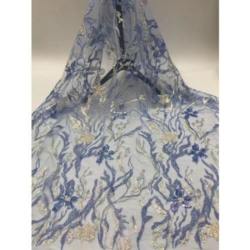 Sequin Lace Fabric French Nigeria Lace Fabric 2021 High Quality Lace African Mesh Lace Fabric D4072
