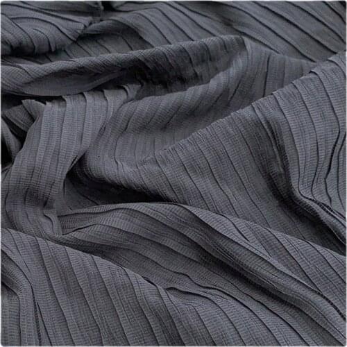 Width 62" Black Tassel Texture Pleated Organ Chiffon Fabric By The Half Yard For Dress Shirt Hanfu Material