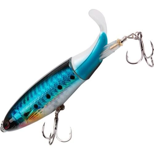 Whopper Popper 10cm 13.2g Topwater Fishing Lure Artificial Hard Bait 3D Eyes Plopper Soft Rotating Tail Fishing Tackle