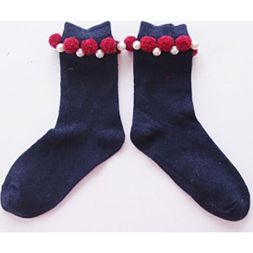 Japanese Women Lolita Sunflower Jewly Socks Solid 100% Cotton Keep Warm Fashion Lolita Socks Maid Tube Stockings 118M