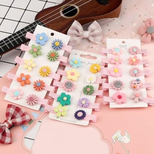 10PCS/Set Cute Colorful Flower Pink Mini Hairpins Sweet Girls Hair Clips High Quality Handmade Children Barrettes Headwear Gifts