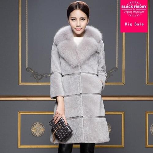 S-XXXL Plus size Winter Womens Import Whole FAUX Fox Fur collar jacket High-quality Leisure Shitsuke Women Coat wj183