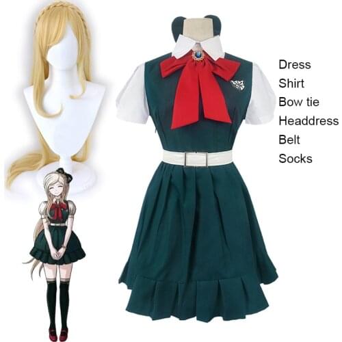 Sonia Nevermind Cosplay Costume Danganronpa 2 Sonia Wig and Dresses Woman Halloween Christmas Party Dresses Adult and wigs