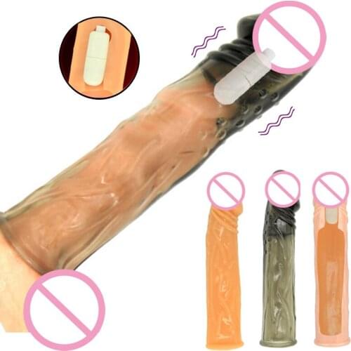 Male Cock Ring Bullet Vibration Penis Enlarge Sleeve Reusable Erectile Delay Ejaculation Dick Sleeve Penis Ring Sex Toys For Men