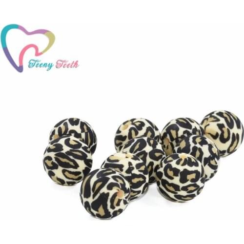 10 PCS Leopard Silicone 12-15 MM Loose Beads Teething Beads DIY Chewable Colorful Teething For Infant Baby Safe Teether Round
