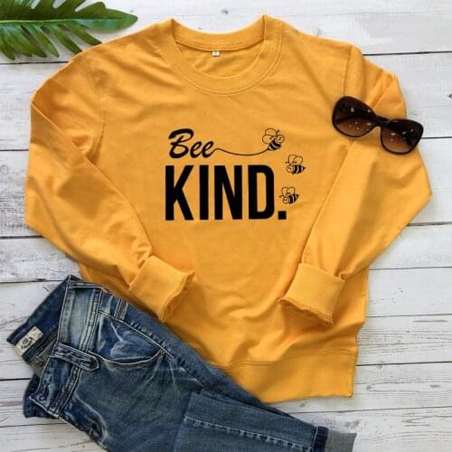 100% Cotton Bee Kind Sweatshirt Funny Ladies Christian Motivational Quote Pullovers Cute Womens Graphic Kindness Sweatshirts