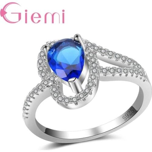 100% 925 Sterling Silver Geometric Rings For Women Creative Design Lady Fashion Wedding Anniversary Jewelry Best Gifts