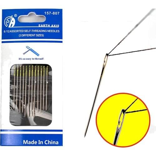 12pcs Multi-size Side Opening Gold Tail Needle Darning Stainless Steel Embroidery Sewing Clothes Needles Hand Household Tools G