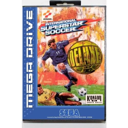 16 bit Sega MD game Cartridge with Retail box - International Superstar Soccer Deluxe game cart for Megadrive for Genesis system