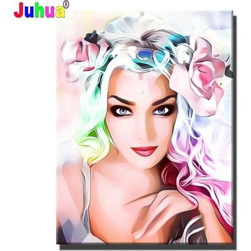 5D DIY Diamond Painting Fantasy Flower Woman Full Square Drill Diamond Embroidery Colour Girl Rhinestone Cross Stitch Mosaic Art