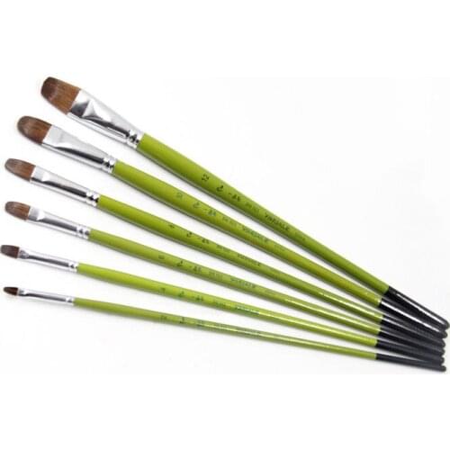 6Pcs/Set Fresh green Birch rod Artist weasel Hair Paintbrush Acrylic Paints Water color brush Gouache Paint Brushes Art Supplies