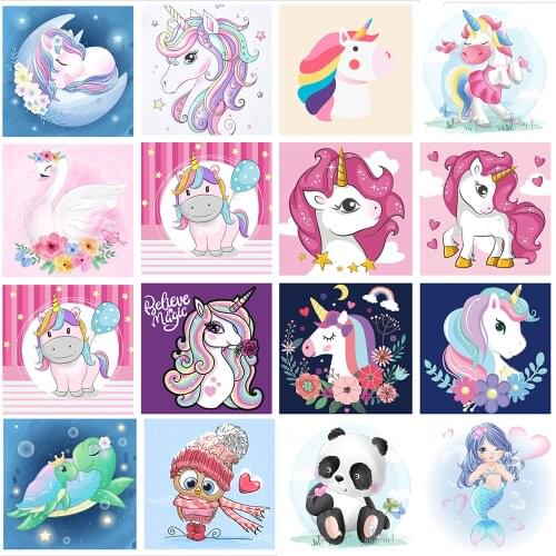 Easy 5D Diamond Painting for Kids Full Drill Painting By Number Kits for Beginners DIY Mosaic Making Arts Crafts with/ No Frame