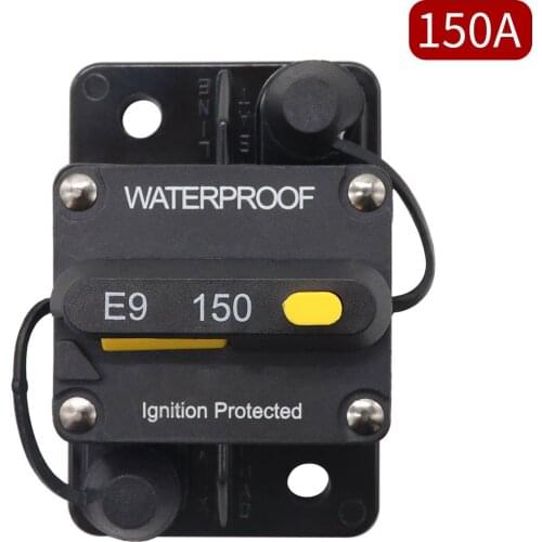 Surface-Mount Circuit Breakers 150A Waterproof Circuit Breaker Fuse Holder with Manual Reset Toggle Switch 12V- 72V DC