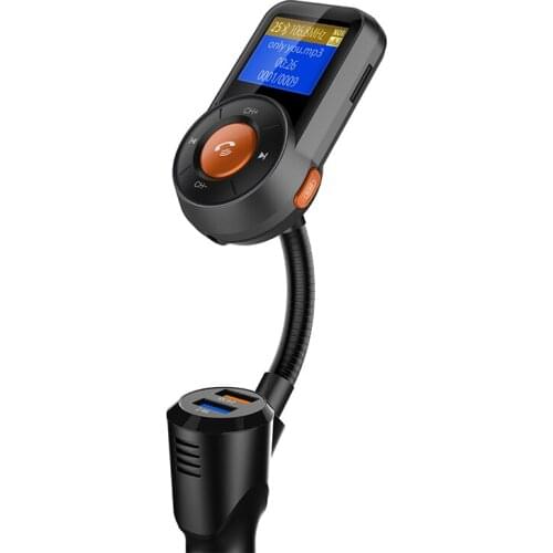 Auto Scan Bluetooth FM Transmitter 2.4A/QC3.0 Dual USB Quick Charging Car Wireless Handsfree Calling Music Player Car Styling