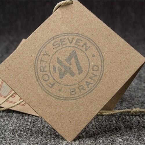 Craft paper customized tag jeans tag clothes swing hangtag men garment printed paper tags folding label