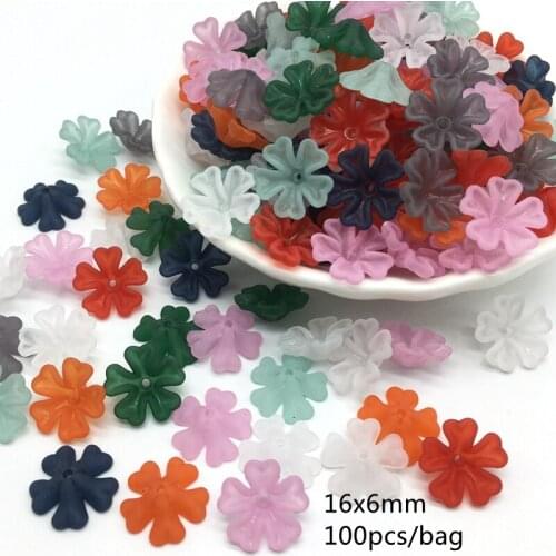 16mm Acrylic Matte Small heart flower Beads Monochrome high quality beads for needlework Jewelry making 100pcs/bag Meideheng
