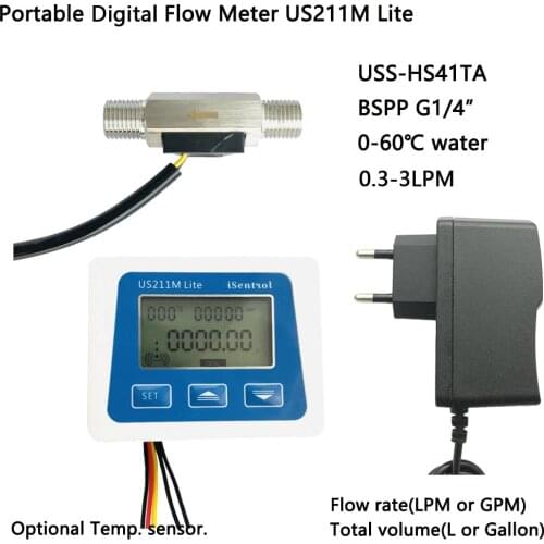 US211M Lite Digital Flow Meter USS-HS41TA 0.3-2.5LPM 5V Flowreader Compatible with all our hall effect water flowsensor iSentr