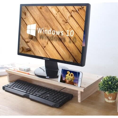 Wood LCD Monitor Heighten Holder Desktop Simple Storage Multifunction Mobile Phone Stand with Charge Slot Design