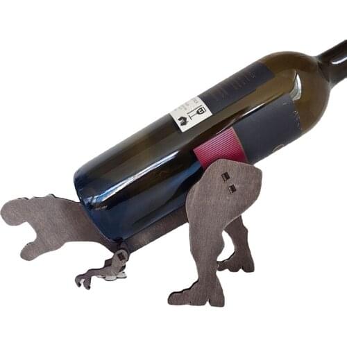 Wooden Wine Holder Assembled Tyrannosaurus Figurine Wine Holder Free Standing Wine Countertop Tabletop Storage Display