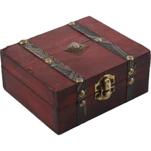 Wooden Vintage Lock Treasure Chest Jewelery Storage Box Case Organiser Ring Gift