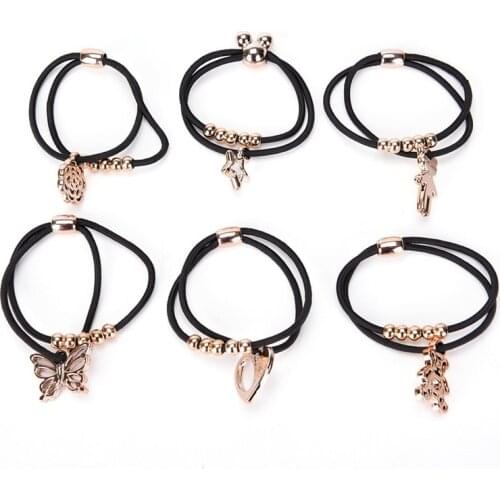 Double Layer Headband Girls Elastic Hair Bands Female Rhineston Hair Accessories Gum for Hair Rope Women Rubber