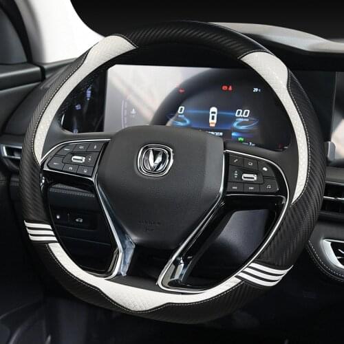 For Changan CS95 CS85 CS75 CS55 CS35 CS15 EADO CX70 Car Steering Wheel Cover Microfiber Leather + Carbon Fiber Auto Accessories