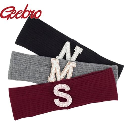 Geebro Fashion Child Pearl Letter Ribbed Headwear Baby New Cute Headband Hairband Girls Boys Turban Hairbands Accessories