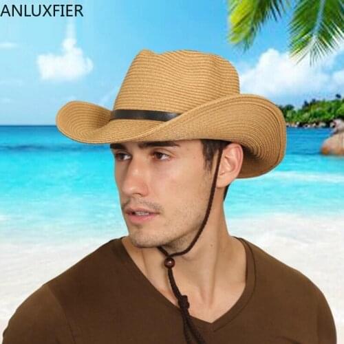 H7245 Summer Men Straw Sunhat Foldable Beach Sun Protection Leisure Cap Outdoor Fishing Casual Anti-ultraviolet Casual Male Caps