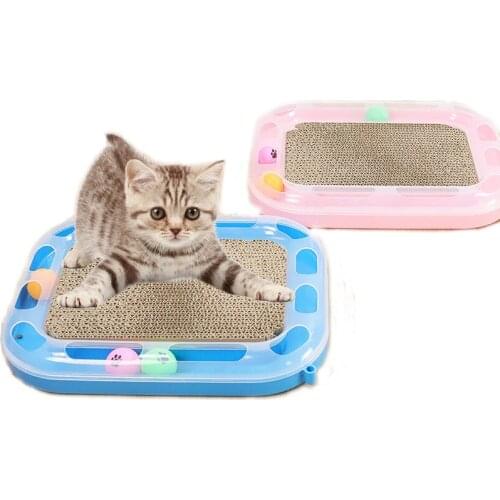 Cat Turntable Interactive Runway Puzzle Cat Scratching Board Self-hey Grinding Claw Kitty Toy Ball Funny Stick Can Be Inserted