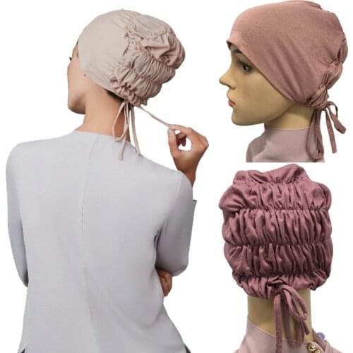 Richkeda Store New 2021 Muslim Cotton Underscarf Stretchy Jersey Under Hijab Turban Caps Soft Headscarf Bonnet Islamic Headwrap