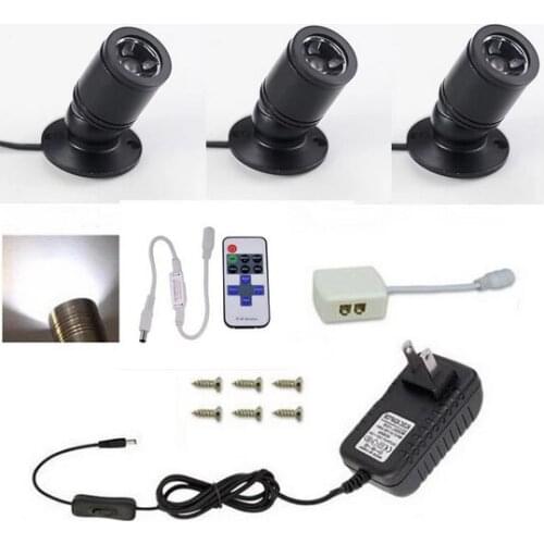 Mini Led Spotlight Cabinet Led Spot Light Dimmable Lamp Showcase Down Lights Controller Juction Box DC 12V 1.5W Warm White