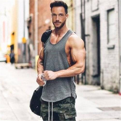 Fashion gym clothing Muscle singlet canotte bodybuilding stringer tank top men fitness sleeveless shirt Brand vest male