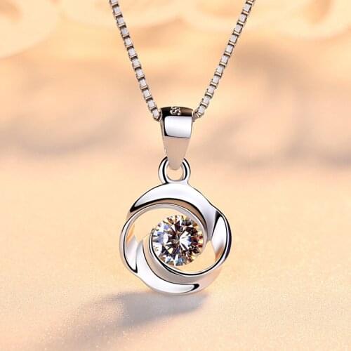 Fashion Genuine 100% 925 Sterling Silver Necklaces Women Real Zircon Jewelry Female Cute Flower Pendant Jewelry For Party