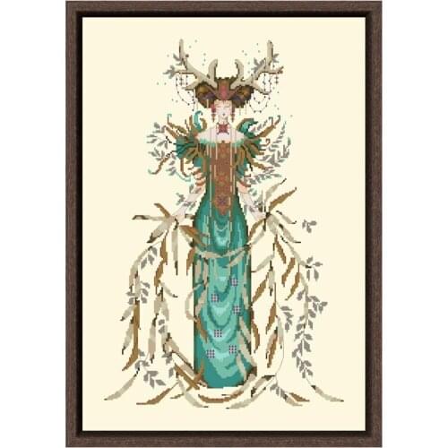 Cathedral Woods Goddess cross stitch kit beads pattern design 18ct 14ct 11ct light yellow count canvas embroidery DIY needlework