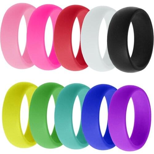 10pcs/lot Rubber Finger Rings Set for Women Engagement Jewelry anillos mujer Crossfit Wedding Bands Silicone Rings Men Gift JZ30