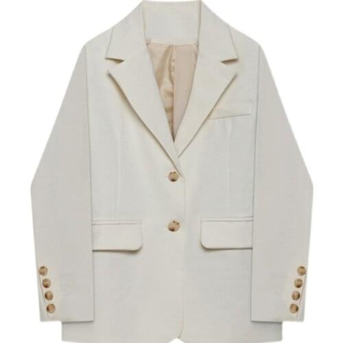 2021 Spring Autumn New Women Fashion Long Sleeve Solid Office Lady Single Breasted Casual Blazers Pocket Suit Loose Jacket Coat