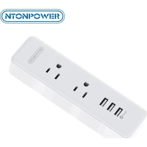 NTONPOWER Wall Sockets Power Strip JP Plug Fireproof Material 2 AC Outlets 3 USB Ports For Kitchen/Bedroom/Hotel/Office/Home