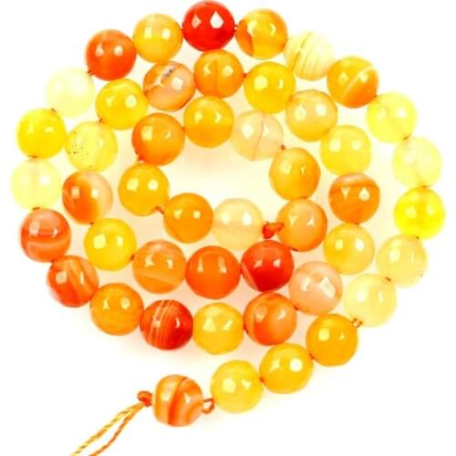 Natural Stone Tangent Yellow Stripe Agates Charm Round Loose Beads For Jewelry Making Needlework Bracelet DIY Strand 4-12MM