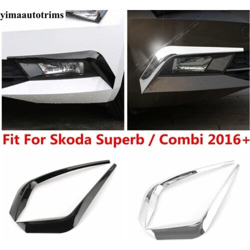 Car Front Fog Lamp Light Eyebrow EyeLid Wind Knife Strip Cover Trim Kit ABS Accessories For Skoda Superb / Combi 2016 - 2019