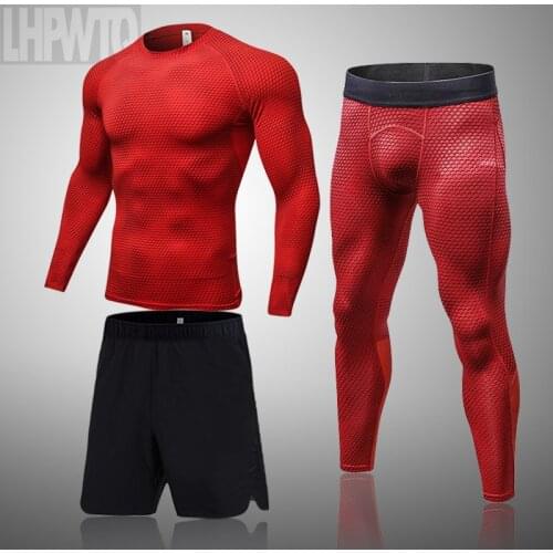 Gym Mens Running Set Fitness Sportswear Athletic Physical Training Clothes Sports Suits Workout Jogging Rashguard Mens Kit