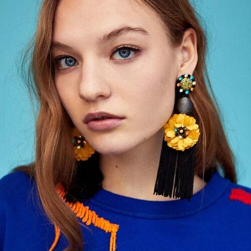 Tassel Earrings Chandelier Boho Fringe Drop Earring 2021 New Fashion Jewelry WomenS Statement Blue Flower Bohemian Jewelry