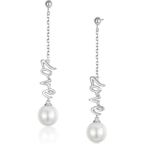 ANNA QUEENPEARLOVE Spiral Pearl Earrings, Long Dangle Pearl Earrings for Women Fashion Fine Jewelry FQ0060