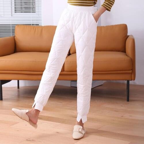 Warm Winter Pants for Women Outwear Pants Warmed Womens with High Waisted Elastic Waist Loose Trousers Casual Down Cotton Thick