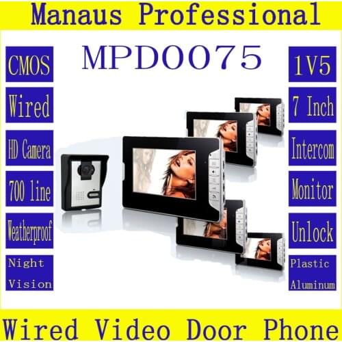 High Quality Professional Smart Home 7 inch Screen Touch Video Intercom Phone,One to Five Video Doorphone Kit Configuration D75b