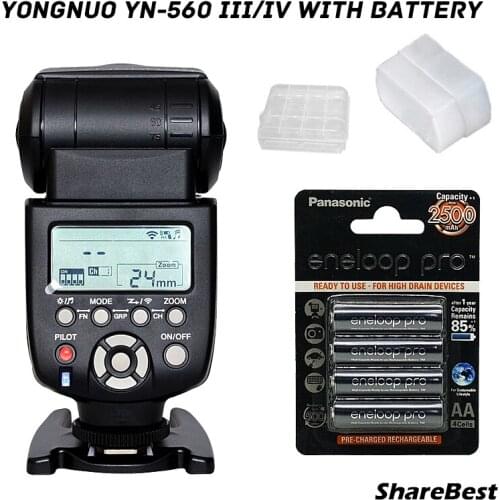 Yongnuo YN-560 III 560IV 2.4GHz Wireless Trigger Speedlite Flash For Canon Nikon Free Shipping with Rechargeable AA Battery