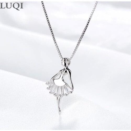 Womens Fashion S925 Silver Barre Angel Girl Pendant Personalized Necklaces N228